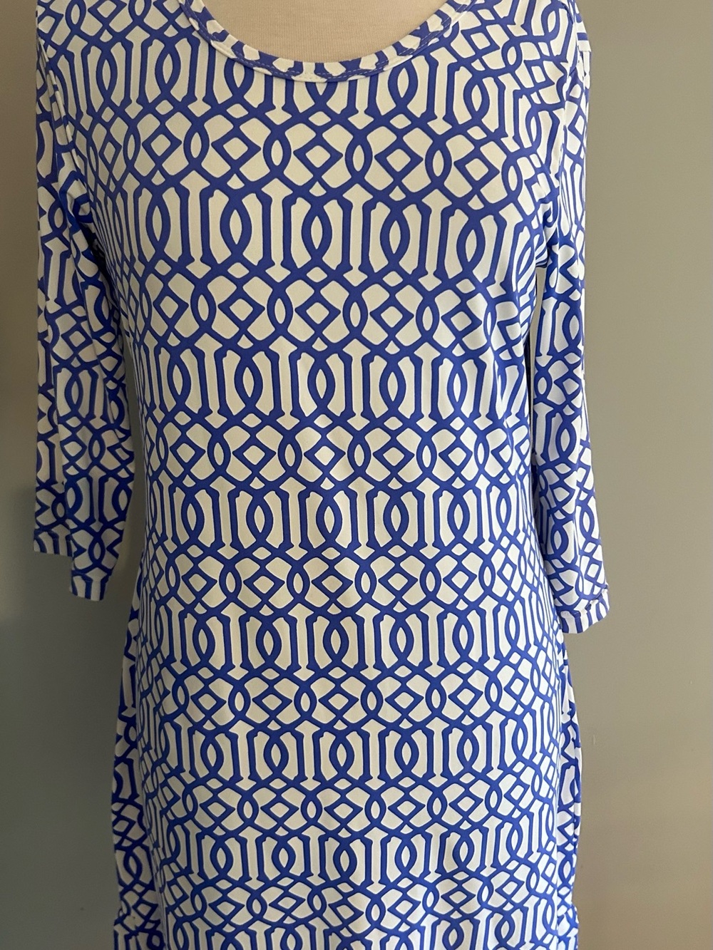 Lulu B Blue and White Abstract Print Dress
